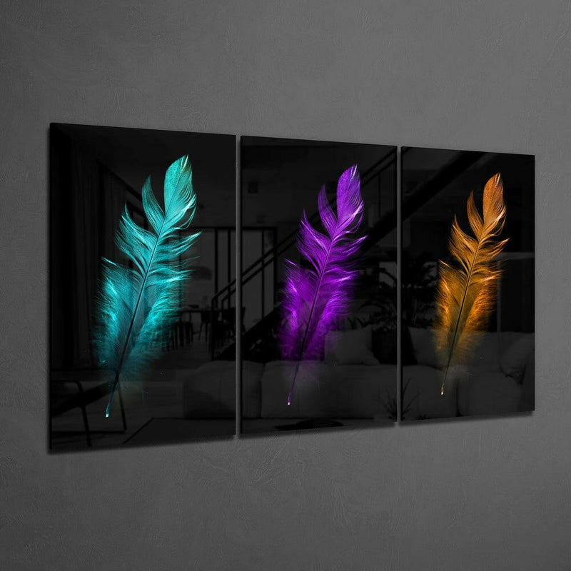 Bird Feathers Glass Wall Art