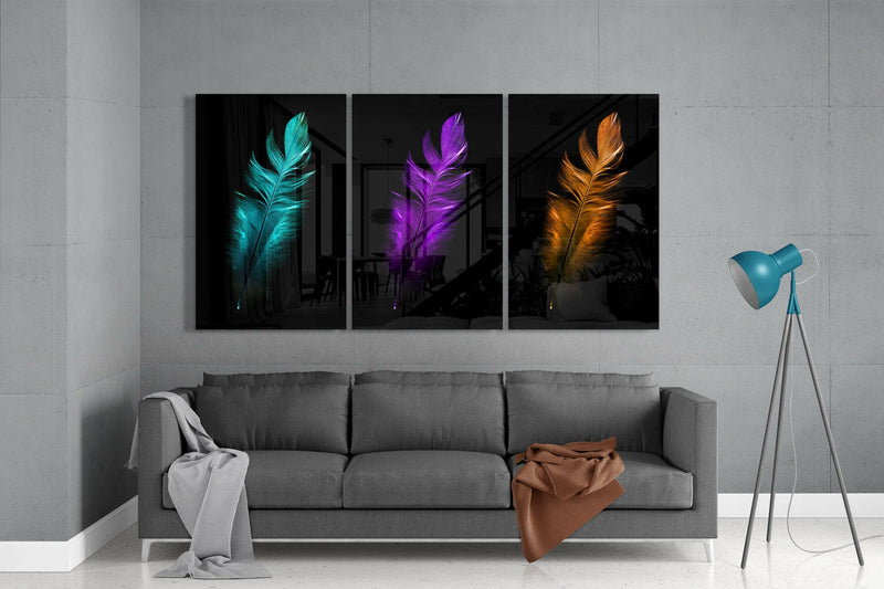 Bird Feathers Glass Wall Art