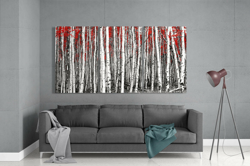 Red Forest Glass Wall Art