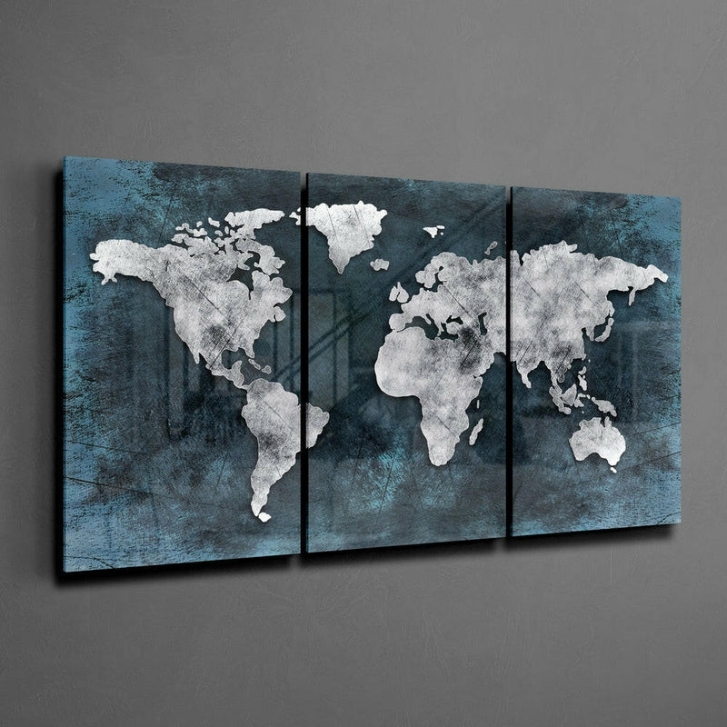 World Map Mega Glass Wall Art