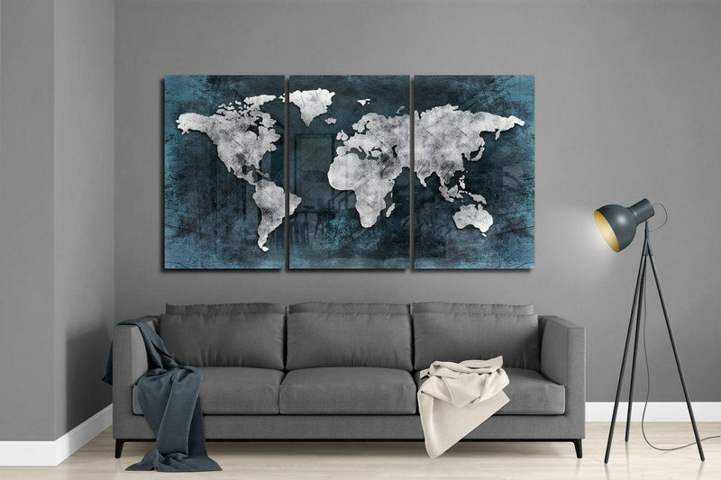 World Map Mega Glass Wall Art