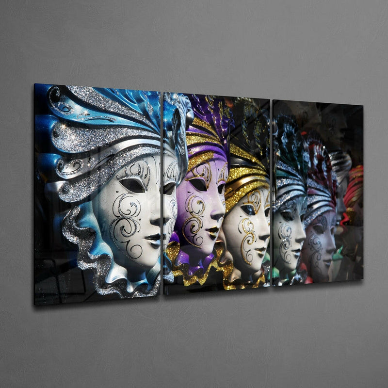 Venetian Masks Mega Glass Wall Art