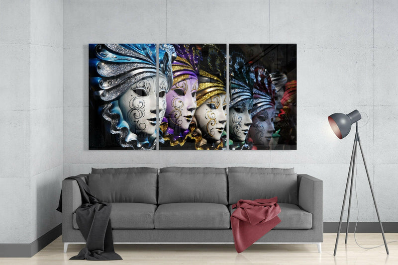 Venetian Masks Mega Glass Wall Art