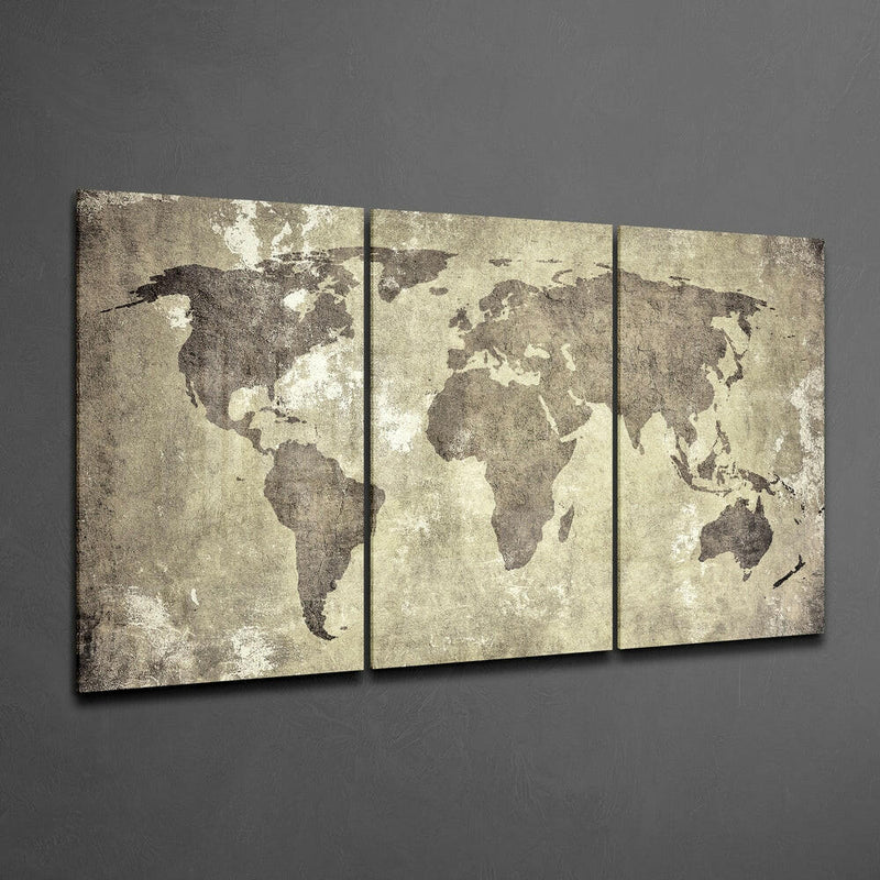 Antique World Map Mega Glass Wall Art