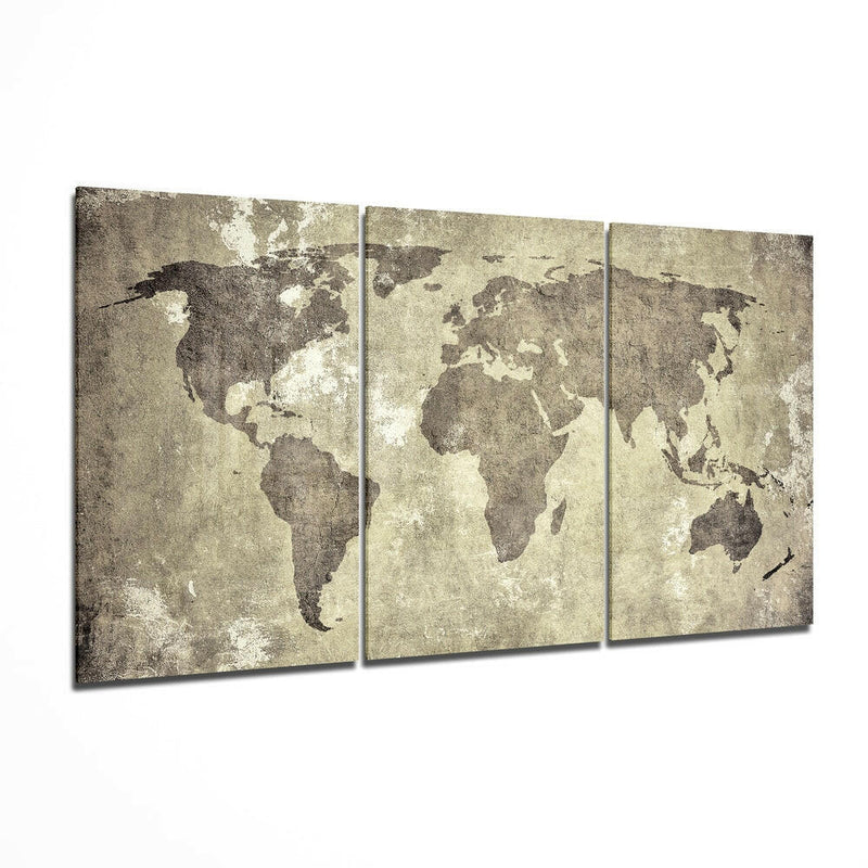 Antique World Map Mega Glass Wall Art