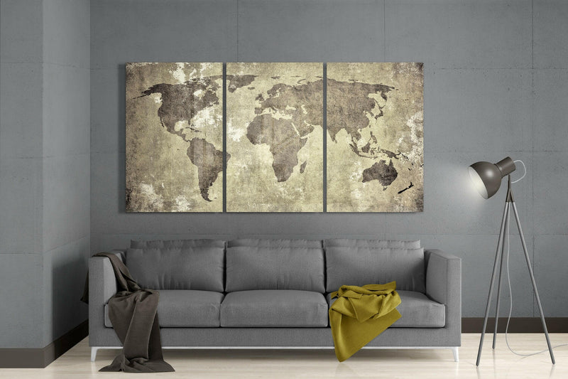 Antique World Map Mega Glass Wall Art