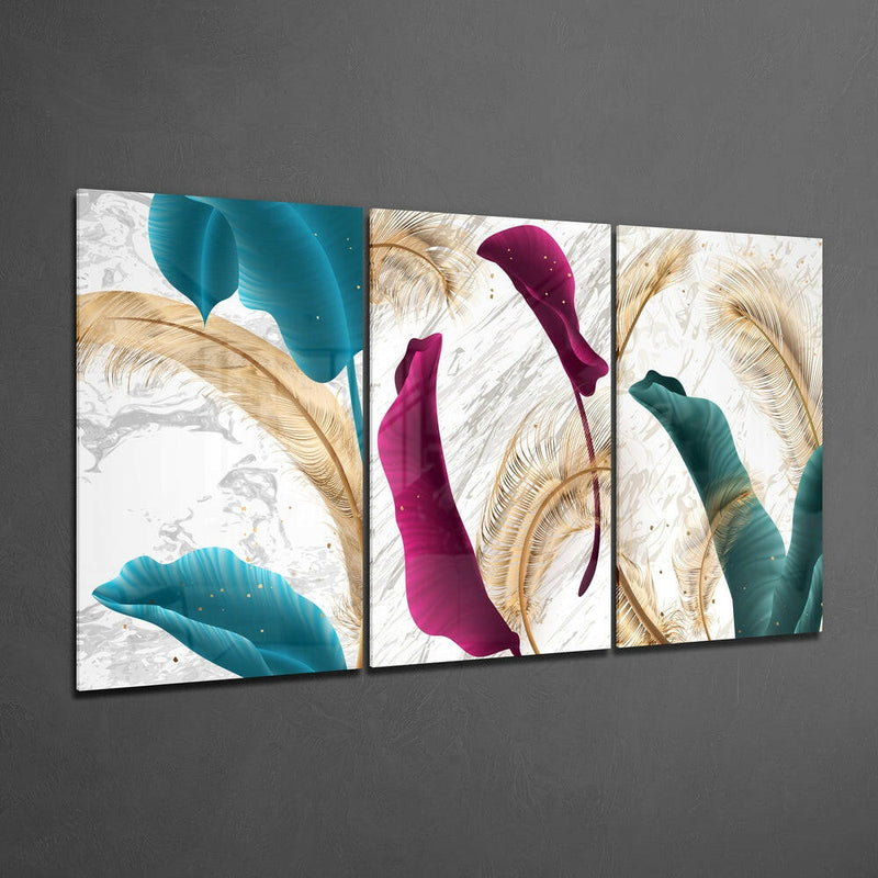 Soft Leaves Glass Wall Art
