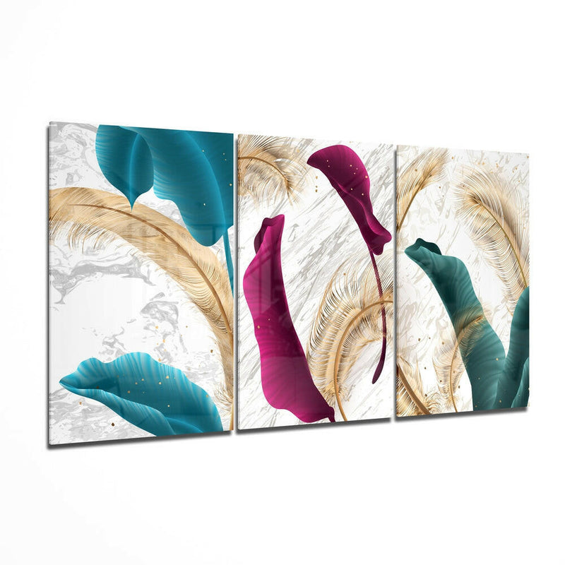 Soft Leaves Glass Wall Art