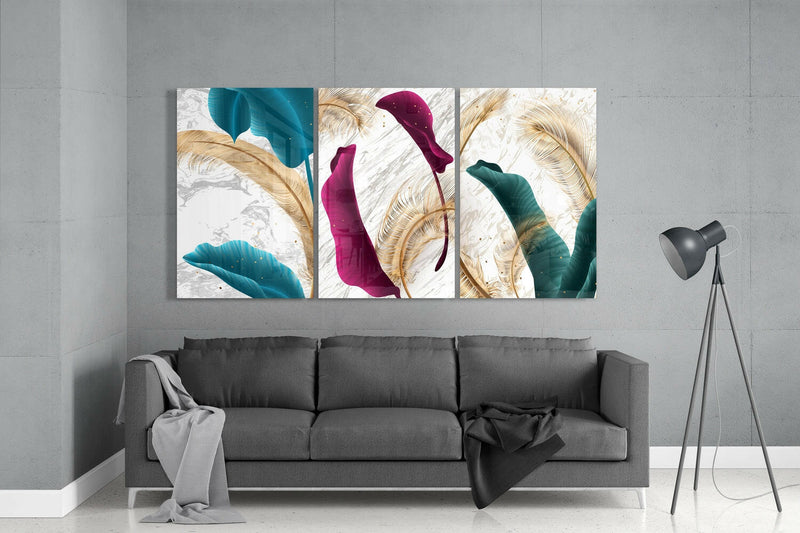 Soft Leaves Glass Wall Art