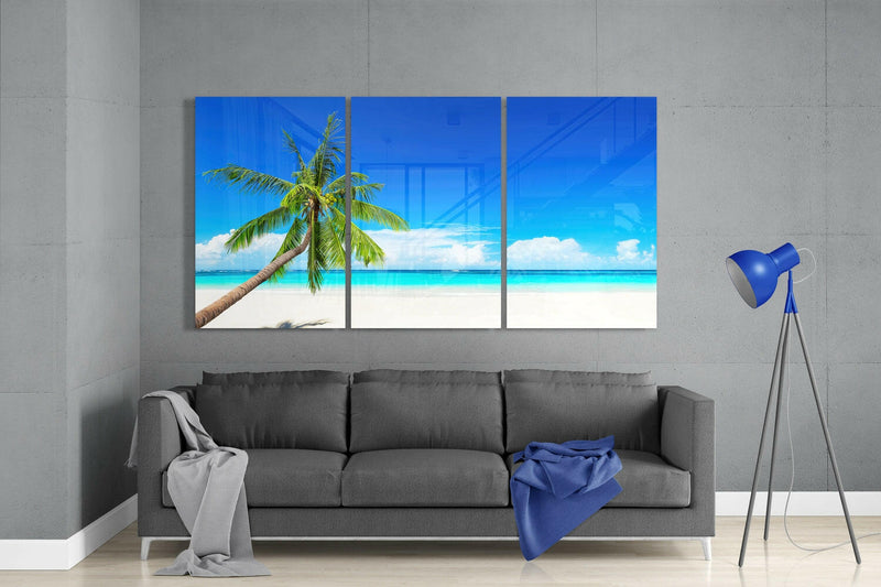 Palm Glass Wall Art on the Beach