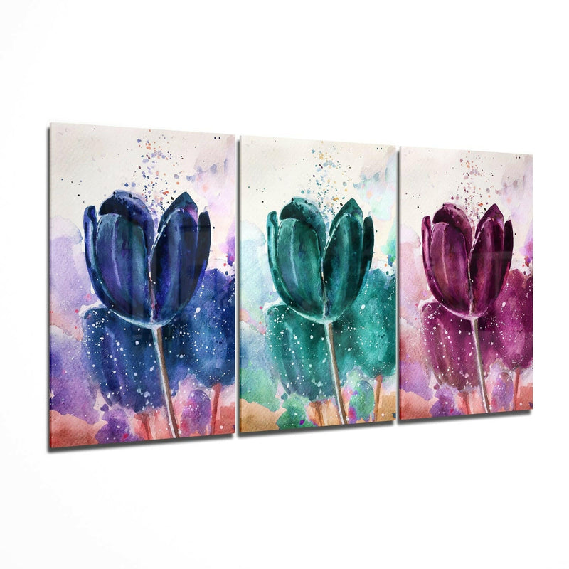 Tulips Glass Wall Art