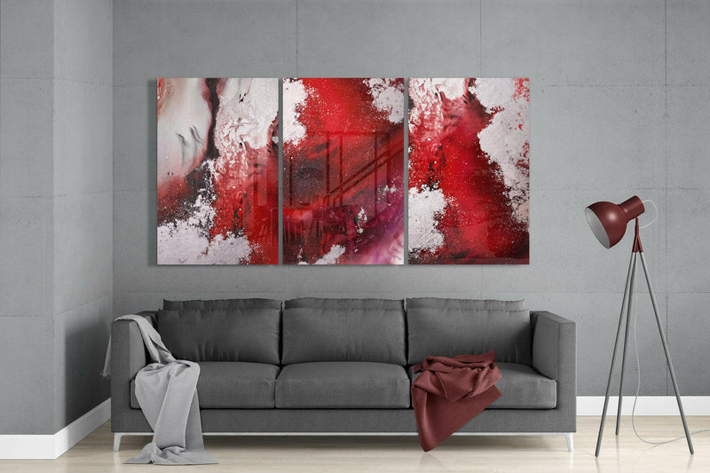 Abstract Red Glass Wall Art
