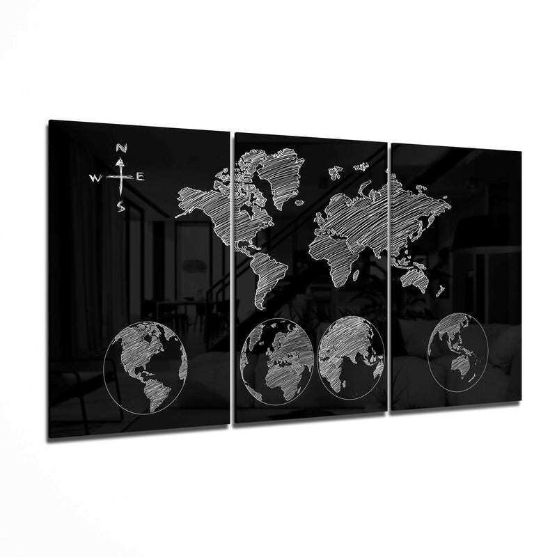 World Map Glass Wall Art