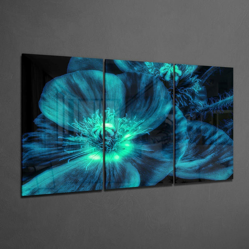 Blue Flower Glass Wall Art