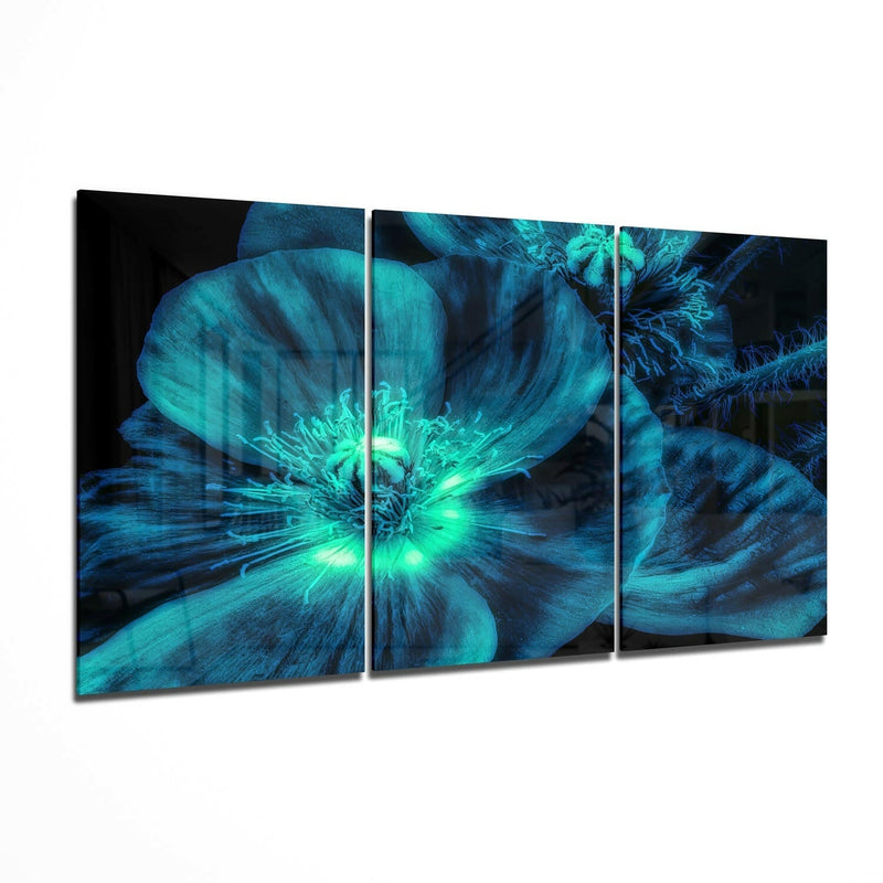 Blue Flower Glass Wall Art