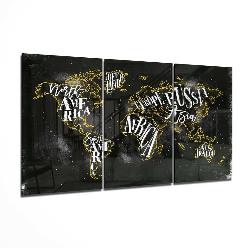 World Map Glass Wall Art