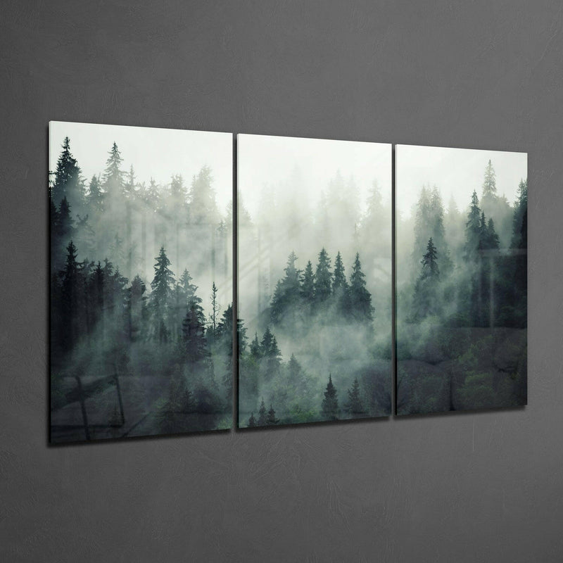 Foggy Forest Glass Wall Art