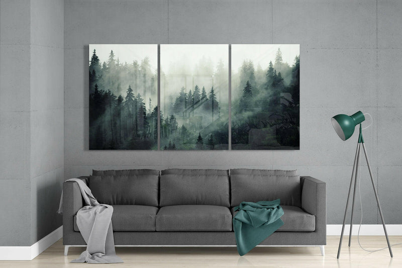 Foggy Forest Glass Wall Art