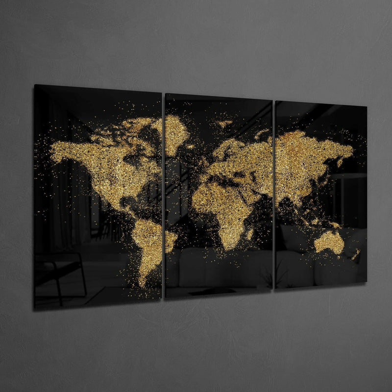World Map Glass Wall Art