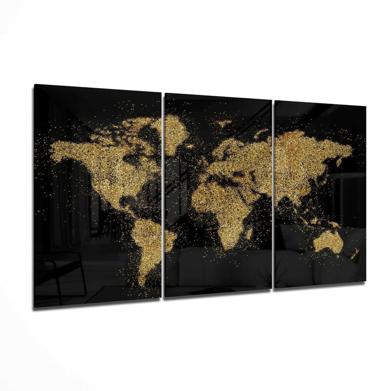 World Map Glass Wall Art