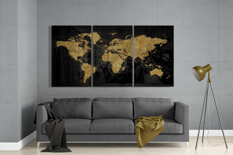World Map Glass Wall Art