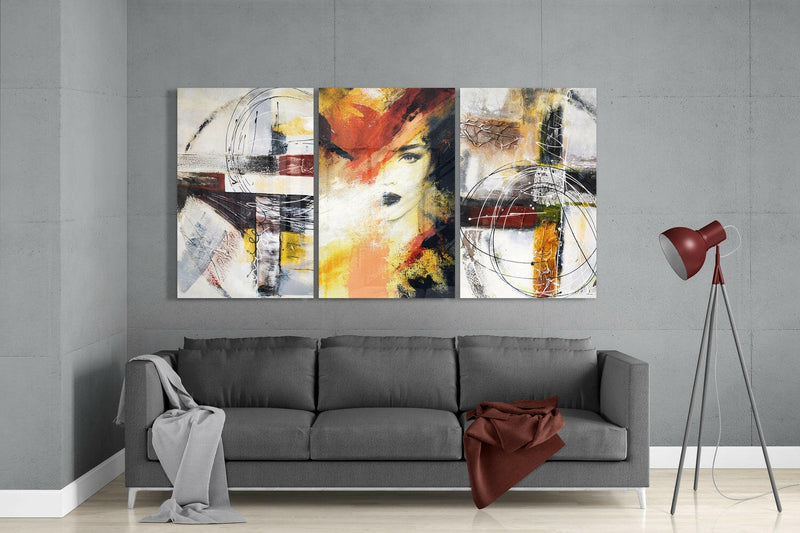 Women and Shapes Glass Wall Art