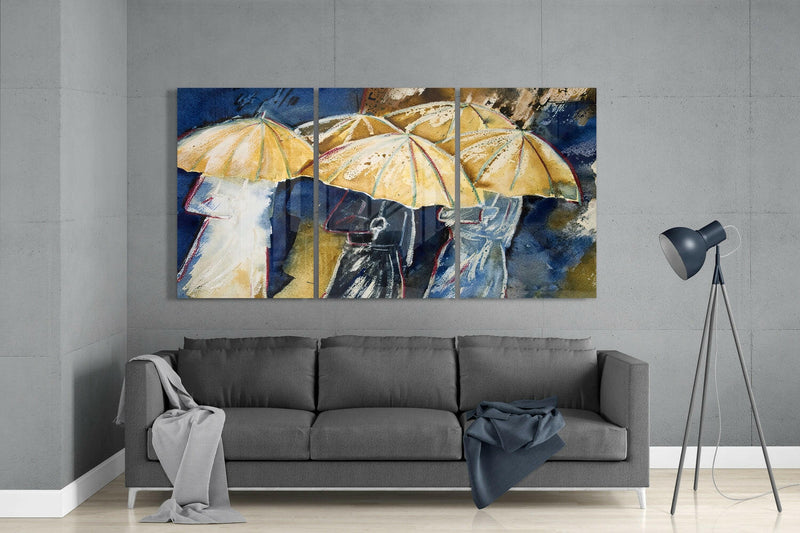 Umbrellas Glass Wall Art