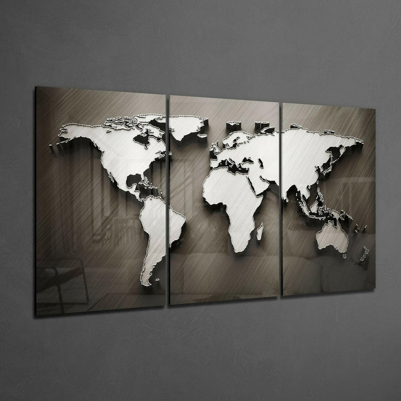 World Map Glass Wall Art