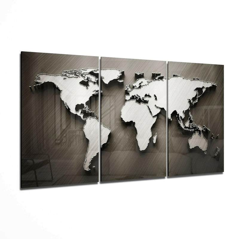 World Map Glass Wall Art