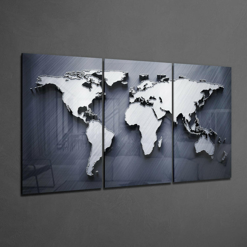 World Map Glass Wall Art