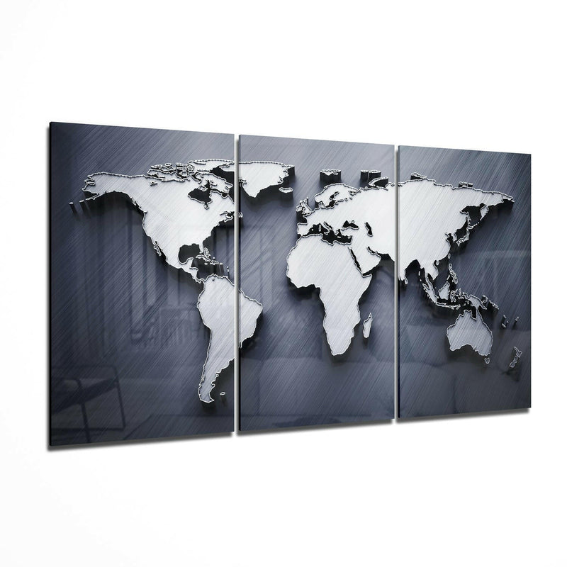 World Map Glass Wall Art