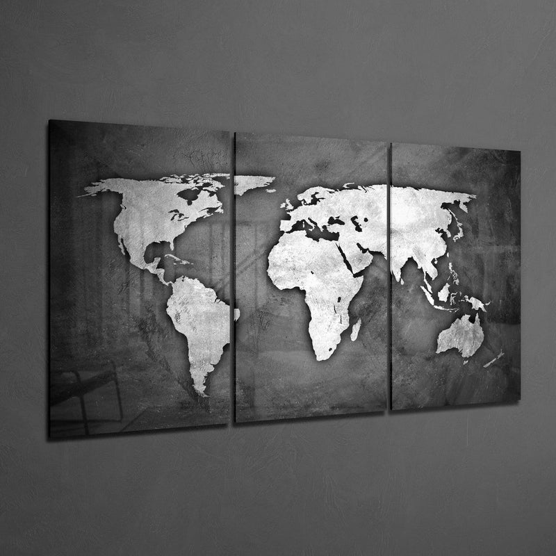 World Map Glass Wall Art
