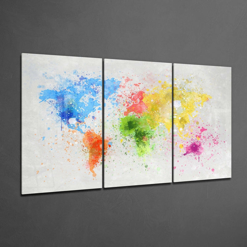 World Map Glass Wall Art