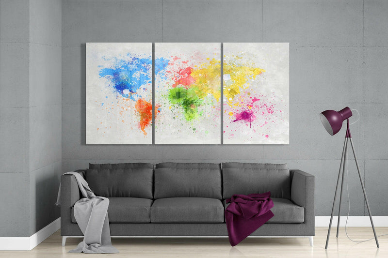 World Map Glass Wall Art
