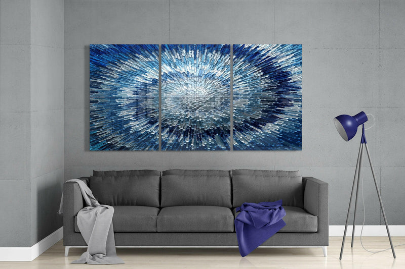 Blue Texture Glass Wall Art