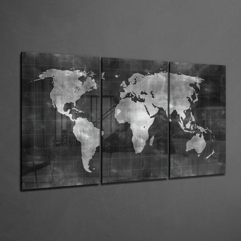 World Map Glass Wall Art