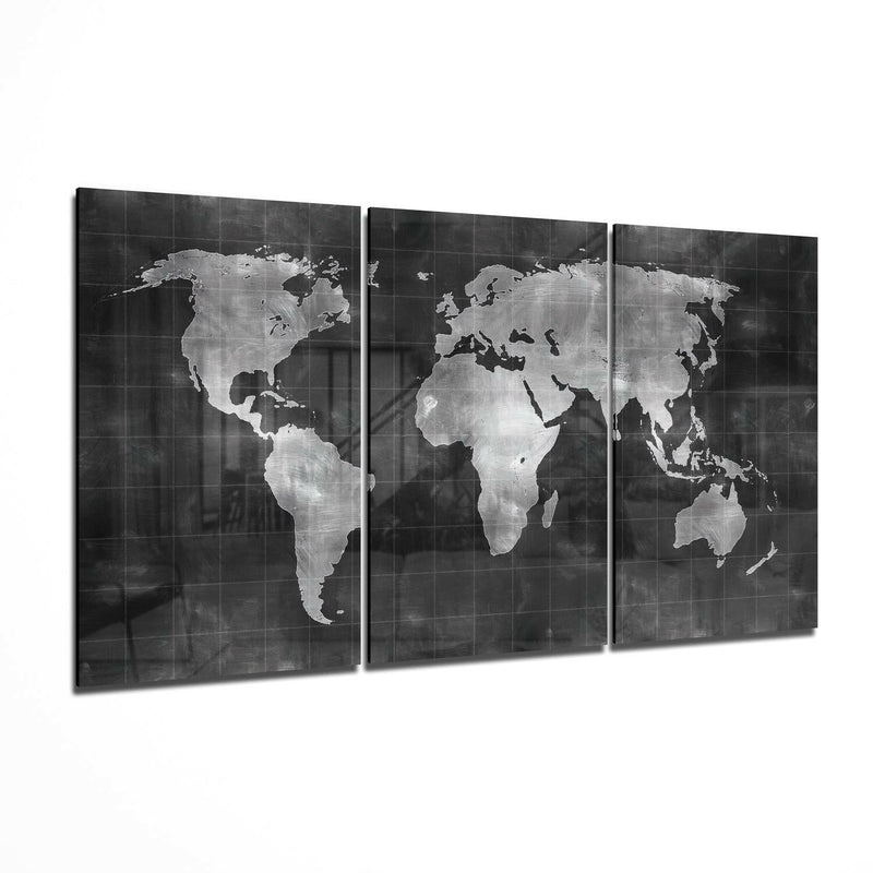 World Map Glass Wall Art