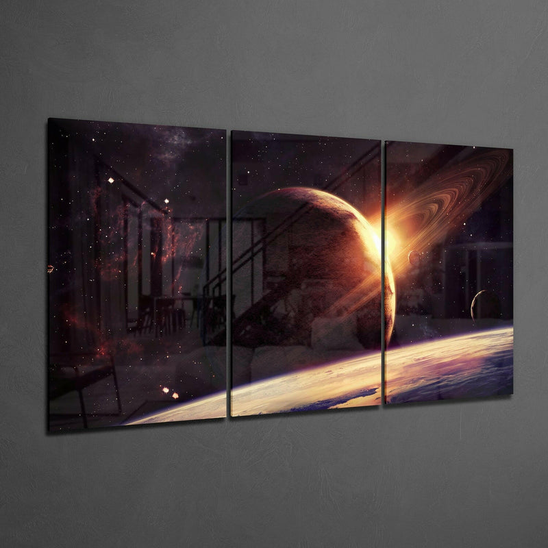 Saturn Glass Wall Art