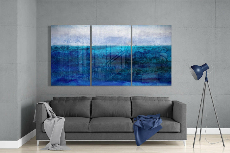 Blue Horizon Glass Wall Art