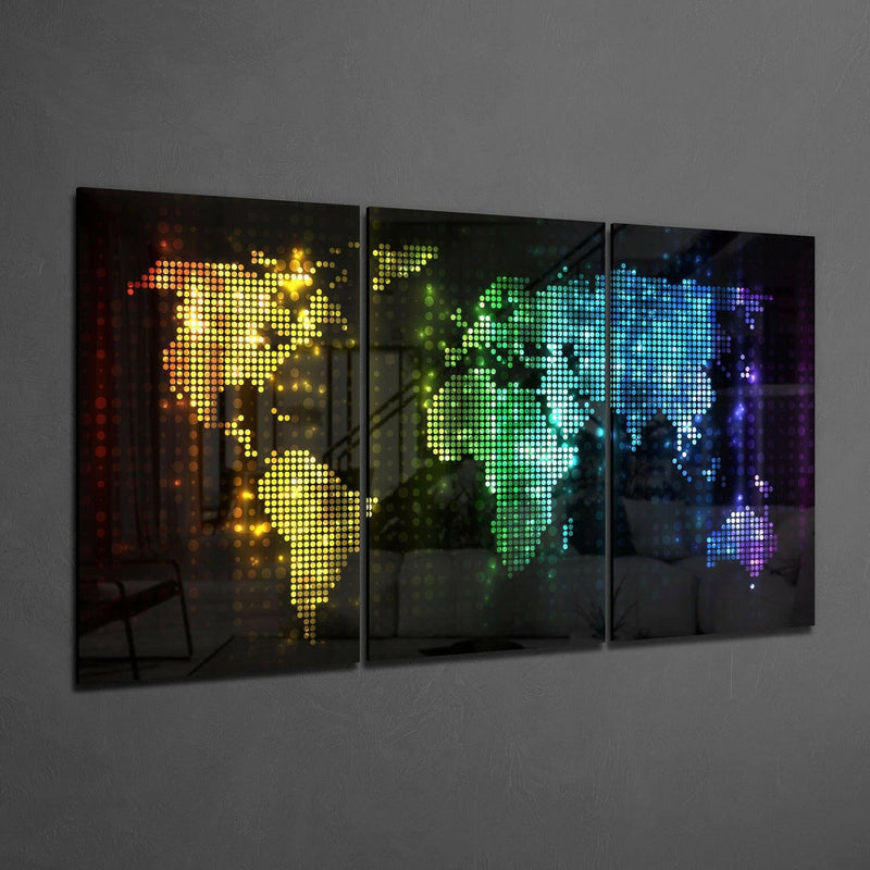 World Map Glass Wall Art