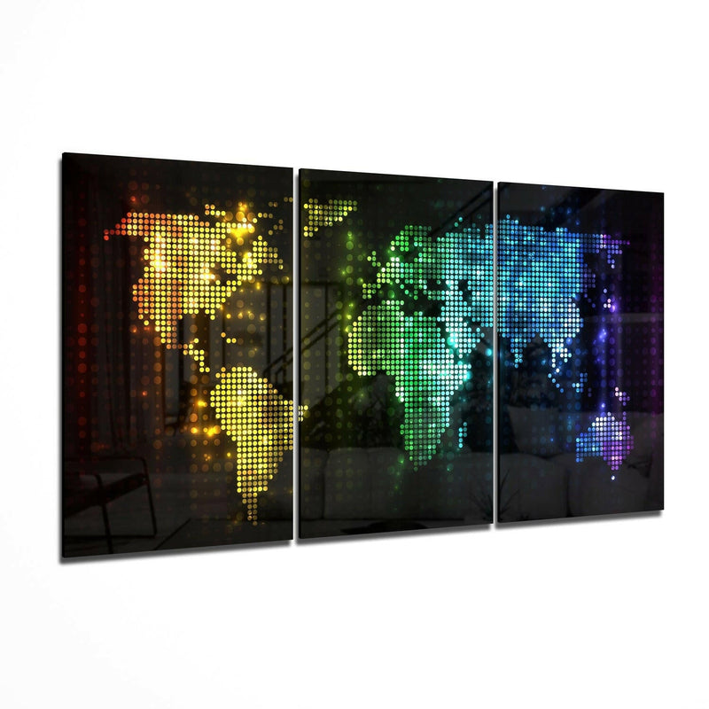 World Map Glass Wall Art
