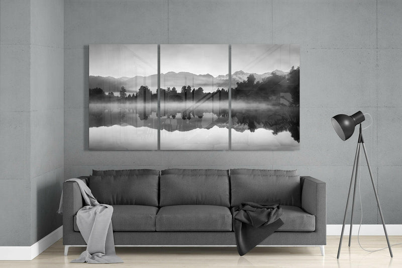 Foggy Lake Glass Wall Art