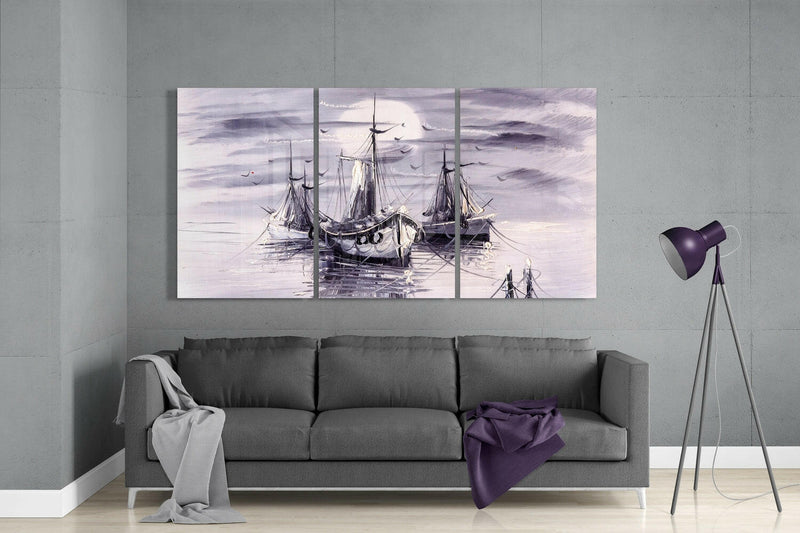 Boats Glass Wall Art