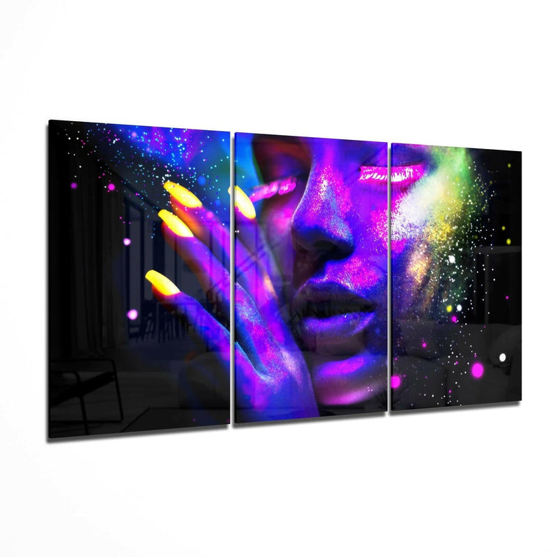 Neon Woman Glass Wall Art
