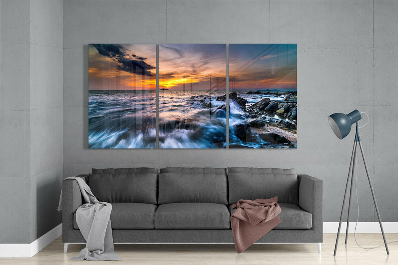 Sunset On The Beach Glass Art