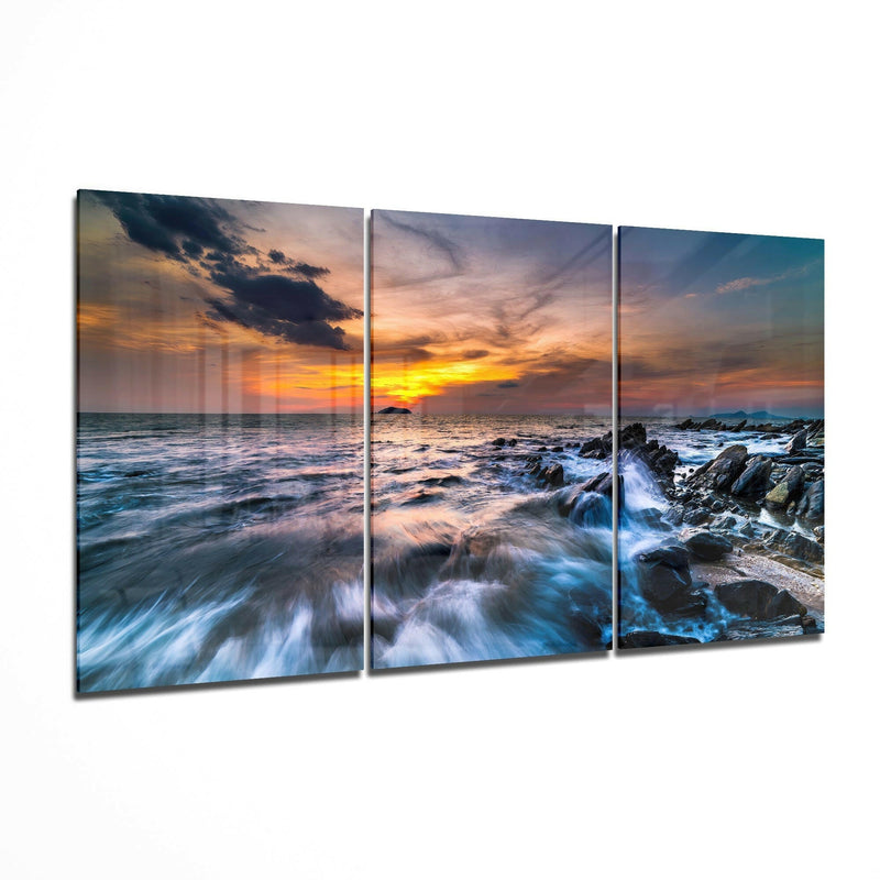 Sunset On The Beach Glass Art