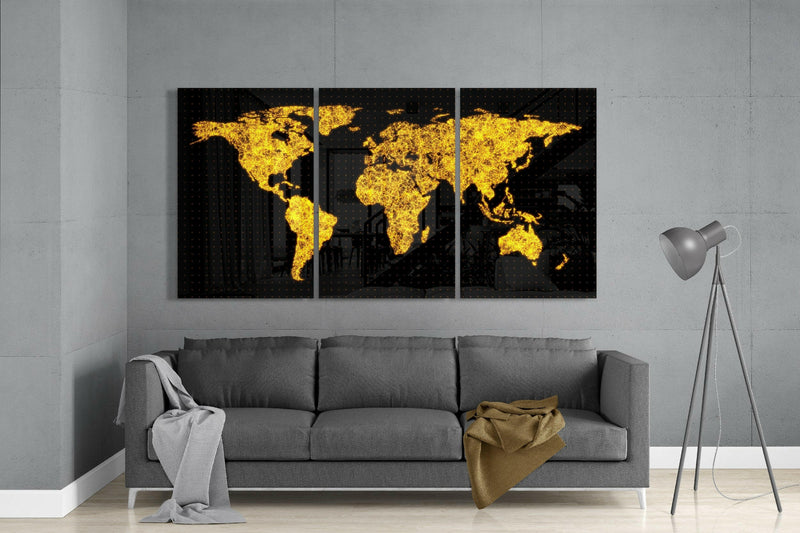 World Map Glass Art