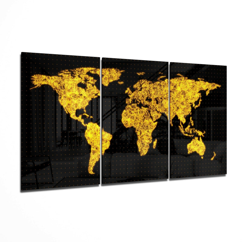 World Map Glass Art