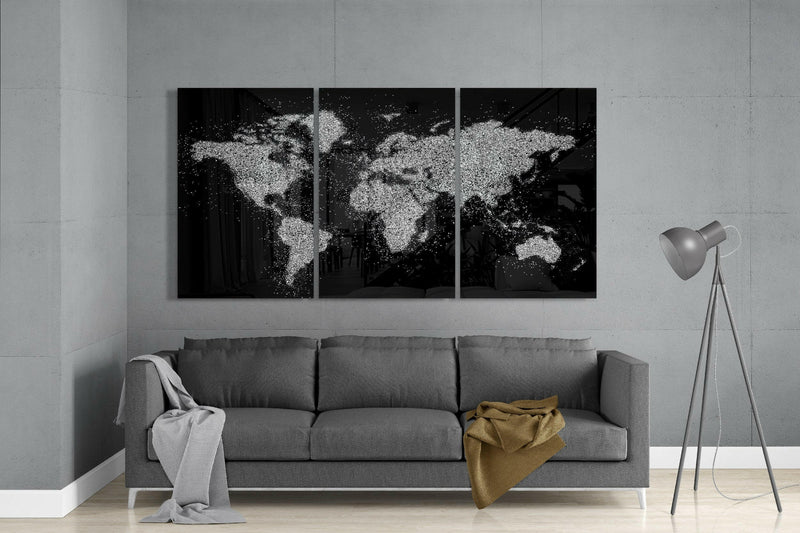World Map Glass Art