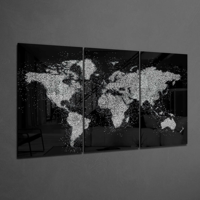 World Map Glass Art